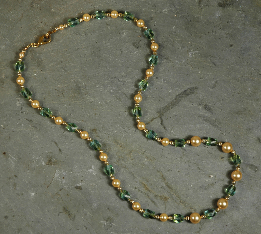 Glass Pearl & Crystal Necklace
