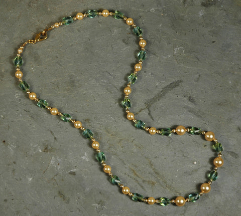 Glass Pearl & Crystal Necklace