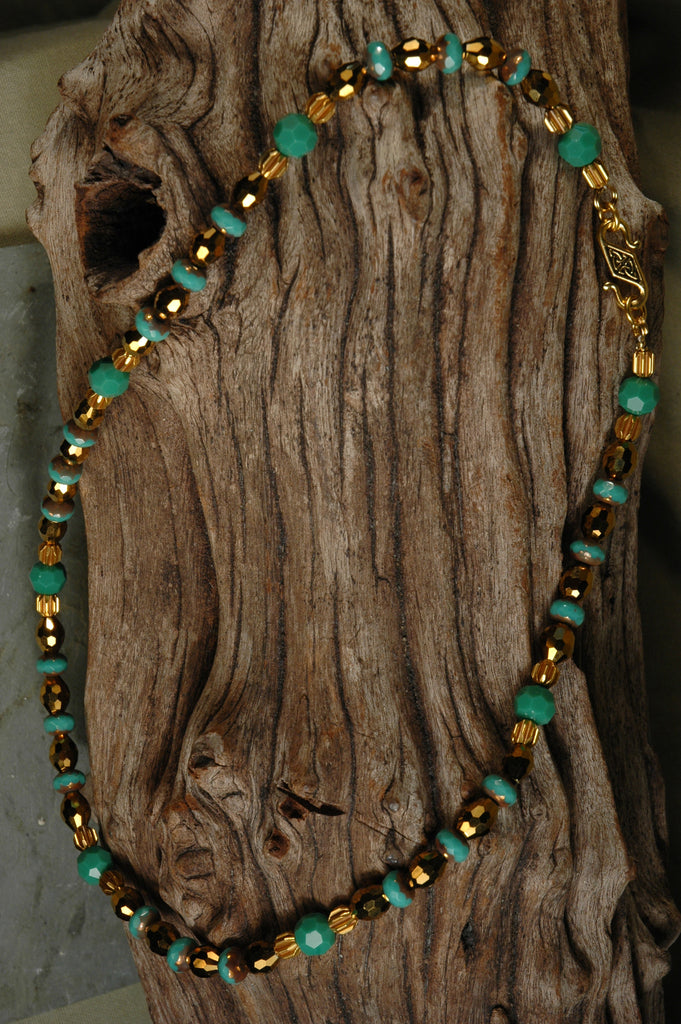 Faceted Glass Bead & Swarovski Crystal Necklace