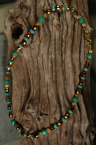 Faceted Glass Bead & Swarovski Crystal Necklace