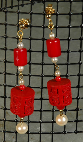 Cinnabar & Coral Earrings
