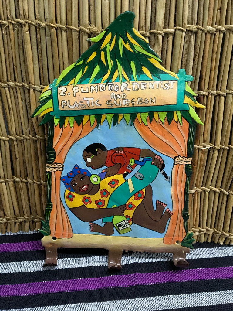 Fair Trade Haitian Oil Drum Folk Art Dentist with Hooks