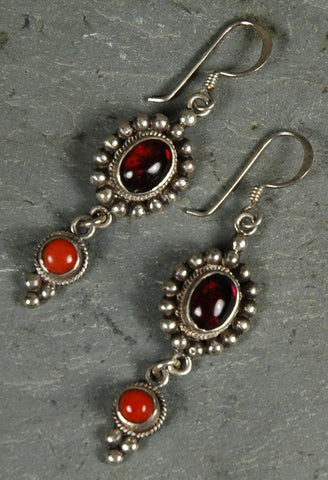 Fair Trade Nepalese Garnet & Coral Earrings