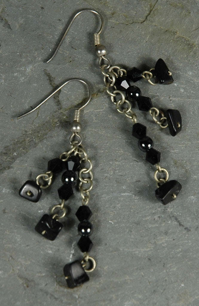 Fair Trade Guatemalan Onyx, Hematite & Crystal Earrings