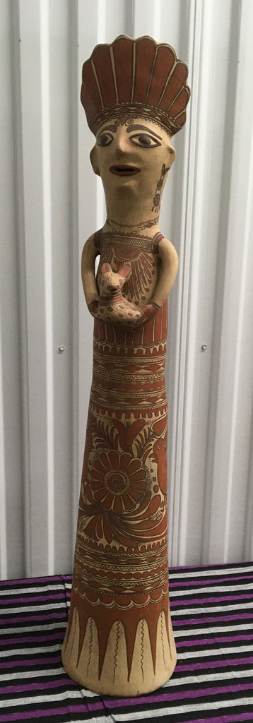Fair Trade Mexican Ceramic Traditional "La Reina" Sculpture