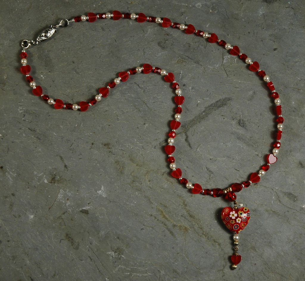 Millefiore Heart Pendant Necklace