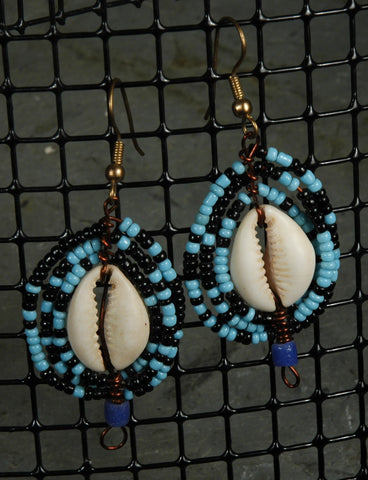 Fair Trade Ghanaian Cowrie Shell Beaded Earrings