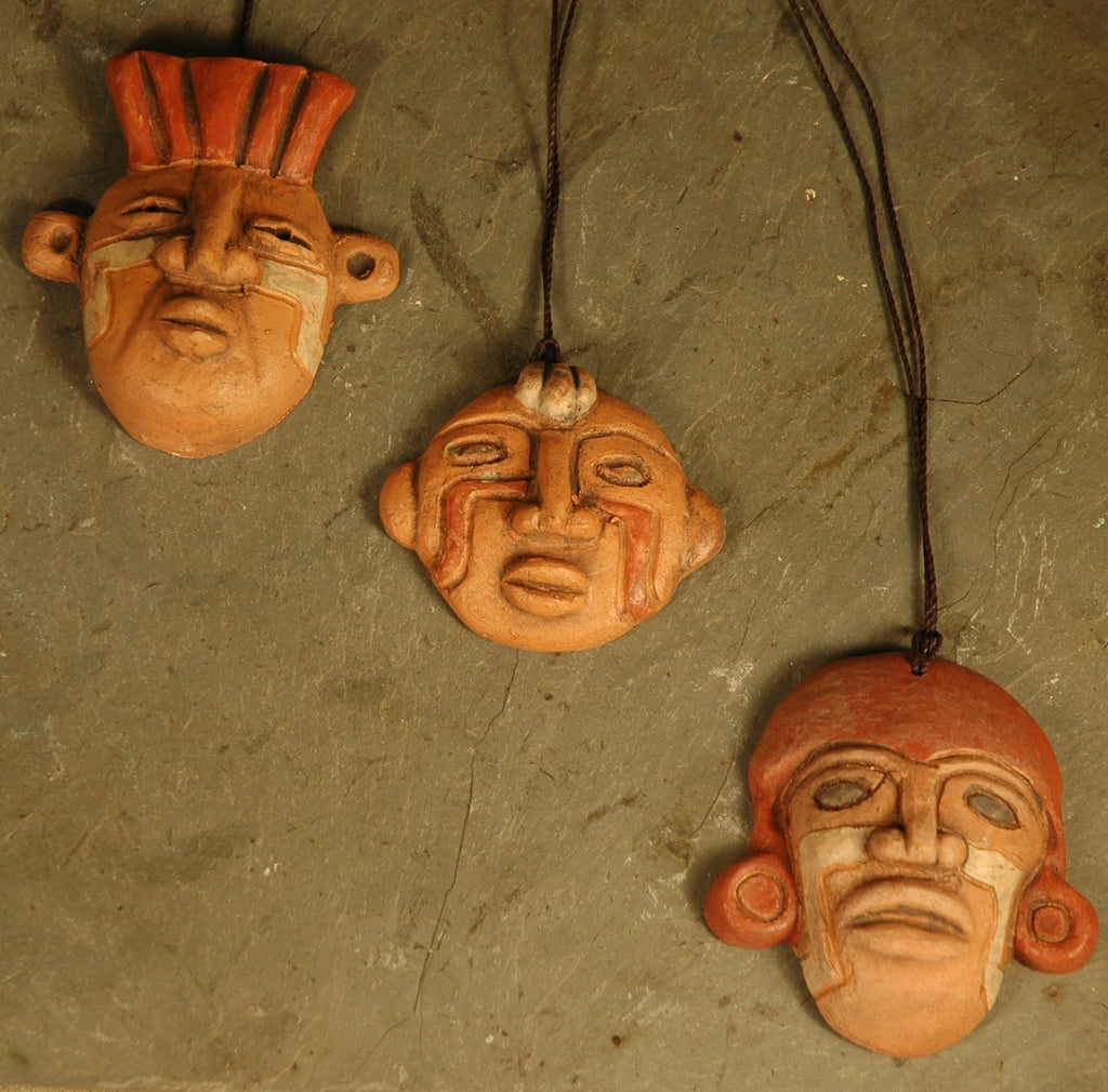 Fair Trade Chilean Ceramic Mask Pendant Set